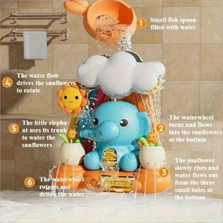Baby children's water toys, suction cups, turning around, baby elephant water wheel, bathroom shower, male and female baby bath