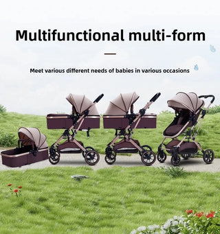3-in-1 High-view Baby Stroller with Car Seat Foldable, Adjustable Backrest, Two-way Portable Shock-absorbing Baby Stroller