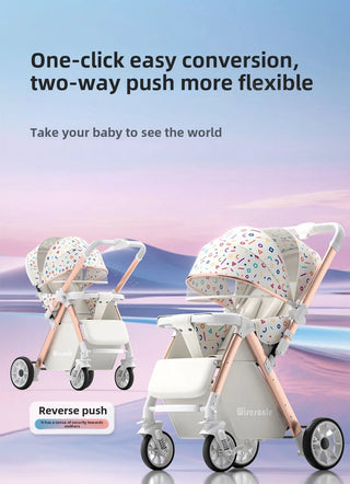 Lightweight baby stroller, high landscape stroller,can sit or lie down in both directions,suitable for babies aged 0-5 years old