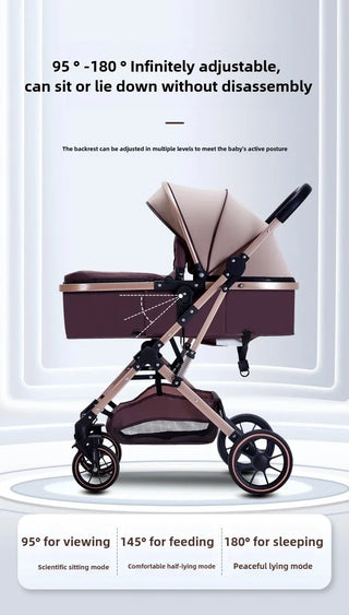 3-in-1 High-view Baby Stroller with Car Seat Foldable, Adjustable Backrest, Two-way Portable Shock-absorbing Baby Stroller