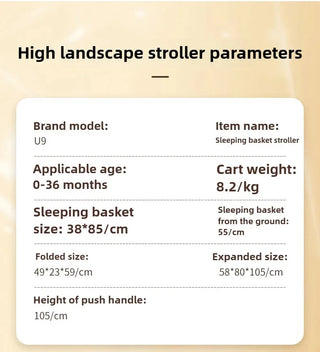 3-in-1 High-view Baby Stroller with Car Seat Foldable, Adjustable Backrest, Two-way Portable Shock-absorbing Baby Stroller