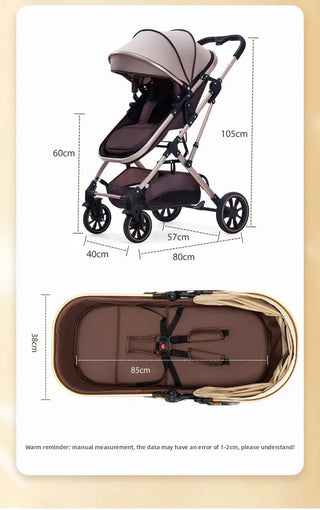 3-in-1 High-view Baby Stroller with Car Seat Foldable, Adjustable Backrest, Two-way Portable Shock-absorbing Baby Stroller