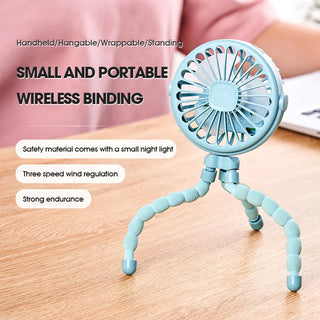 HOMEFISH Portable Baby Stroller Fan Oscillating Clip-on Mini Fan USB Battery Operated with Flexible Tripod for Pram Car Seat