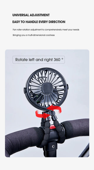HOMEFISH Portable Baby Stroller Fan Oscillating Clip-on Mini Fan USB Battery Operated with Flexible Tripod for Pram Car Seat