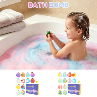 12Pcs Kids Bath Bombs Bath Gift with Surprise Toy Skin Friendly Bathing Kit for Boys and Girls for Sensory Play Bathtime Fun