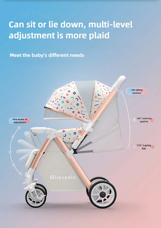 Lightweight baby stroller, high landscape stroller,can sit or lie down in both directions,suitable for babies aged 0-5 years old