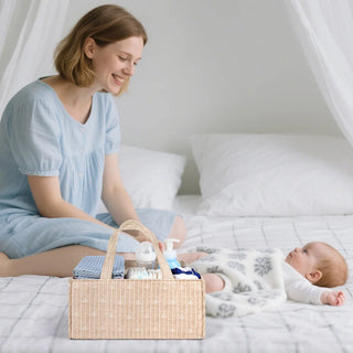 Diaper Caddy Organizer with Removable Dividers Large Capacity Storage Basket Tote for Baby Essentials Nursery Living Room Travel
