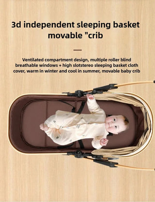 3-in-1 High-view Baby Stroller with Car Seat Foldable, Adjustable Backrest, Two-way Portable Shock-absorbing Baby Stroller