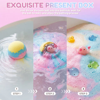 12Pcs Kids Bath Bombs Bath Gift with Surprise Toy Skin Friendly Bathing Kit for Boys and Girls for Sensory Play Bathtime Fun