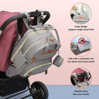 3 In 1 Diaper Bag Backpack Foldable Baby Bed Waterproof Travel Bag with USB Charge Diaper Bag Backpack with Changing Bed 3 types