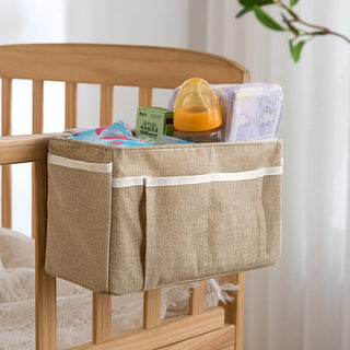 Essentials Multipurpose Baby Bed Organizer Hanging Diaper Toy TissuCanvas Baby Crib Organizer Bed Hanging Storage Bag For Baby