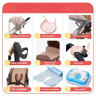 3-in-1 High-view Baby Stroller with Car Seat Foldable, Adjustable Backrest, Two-way Portable Shock-absorbing Baby Stroller